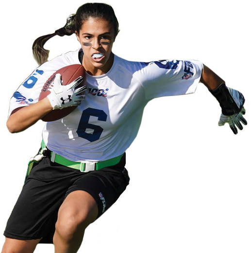 girl playing flag football