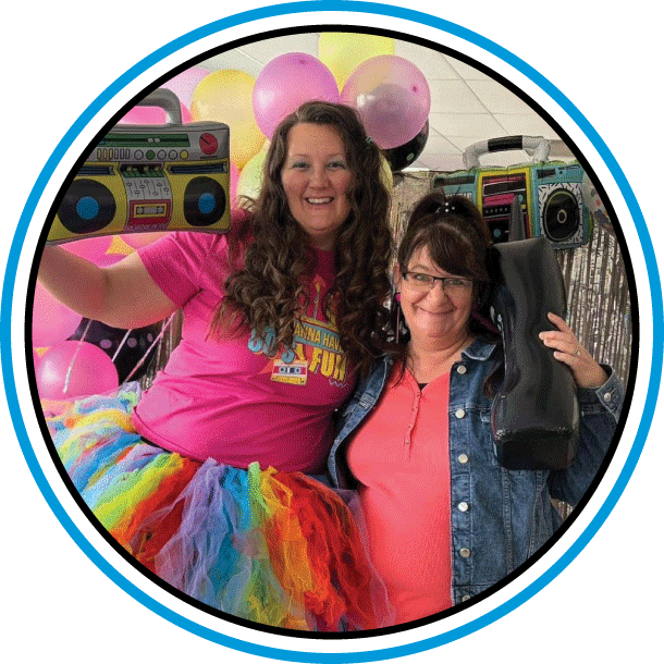 people dressed in 80's outfits